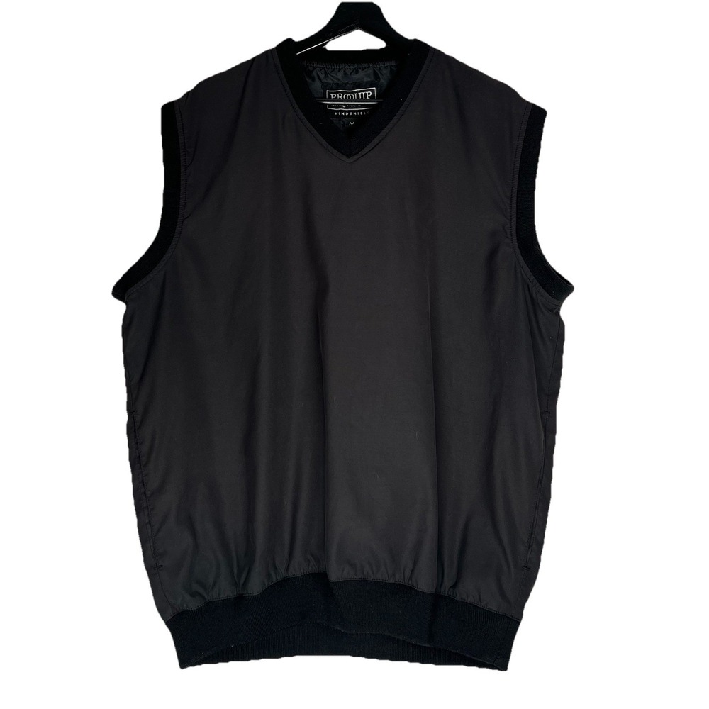ProQuip Windshield Golf‎ Vest Mens Medium Black V-Neck Windbreaker Sleeveless